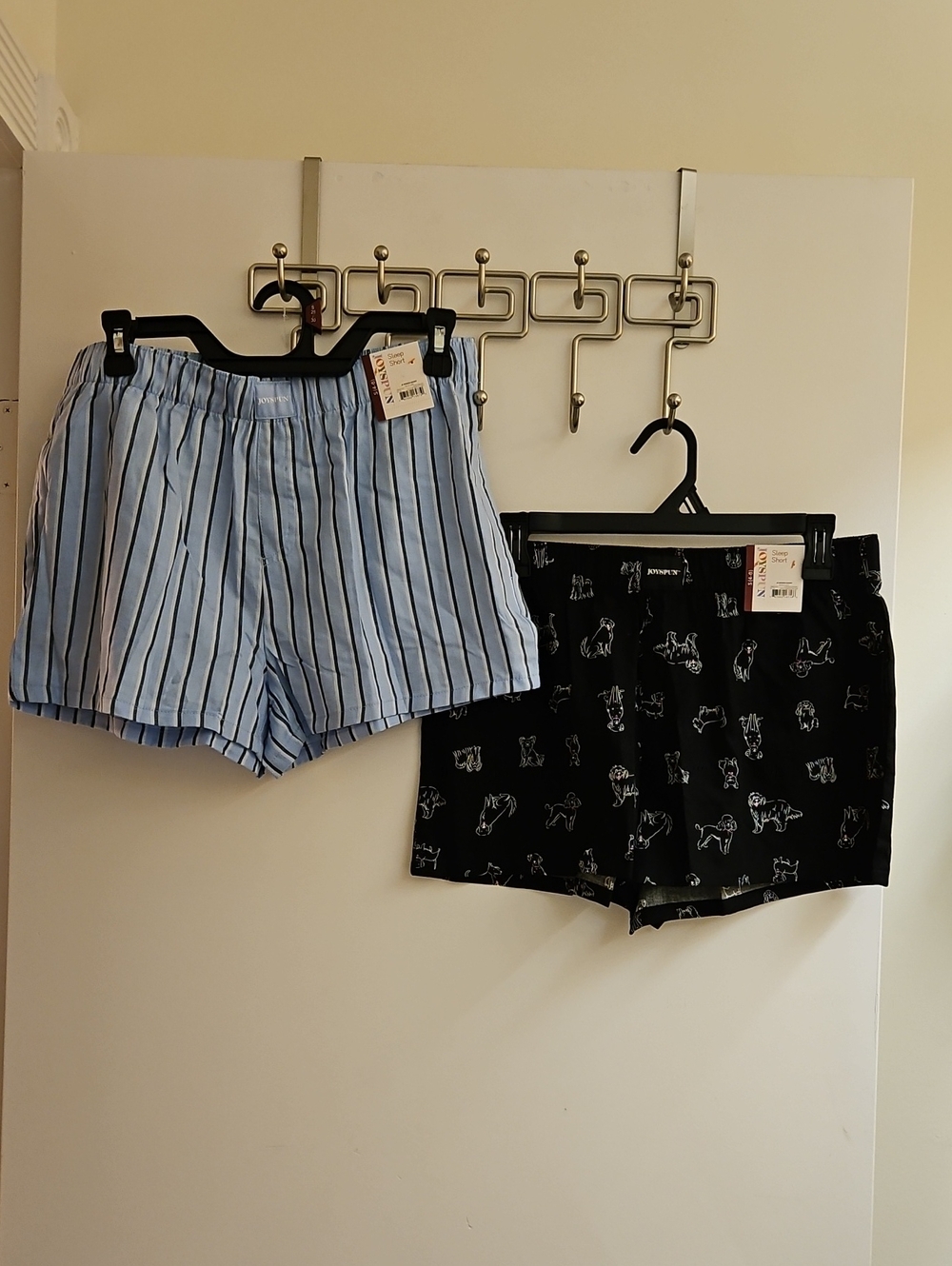 Joyspun Womens Small 4-6 Pajama Shorts Lot 2 Pc Woven Sleep Shorts Striped Dog